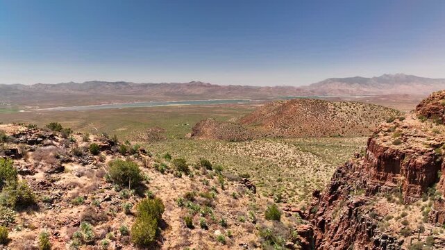 Aerial view of the arid landscape around the Upper Salt River and Armer Mountain, showcasing the rugged beauty, Tonto Basin, AZ, United States.