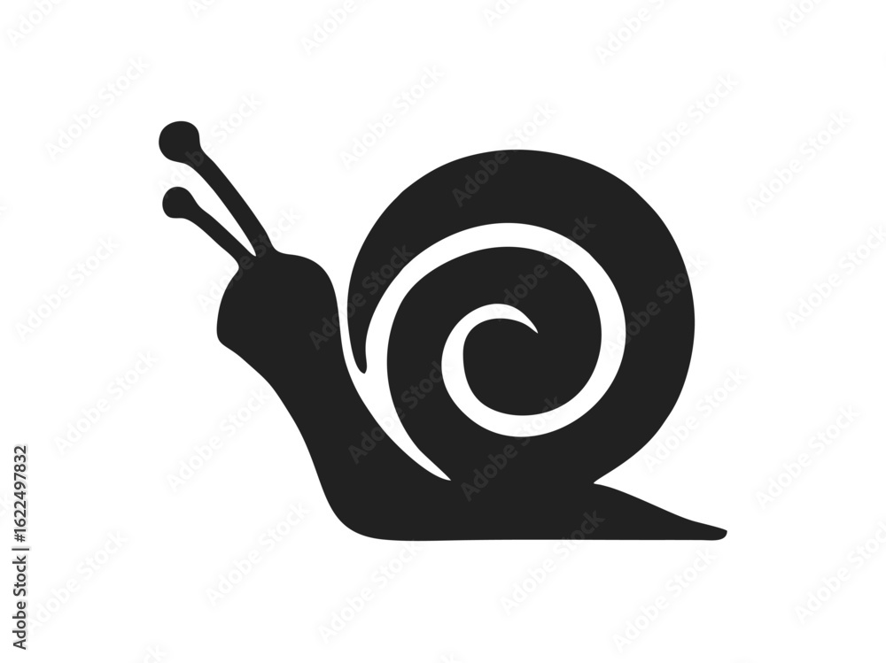Aufkleber vector isolated snail with round shell side view icon colorless black and white outline silhouette s
