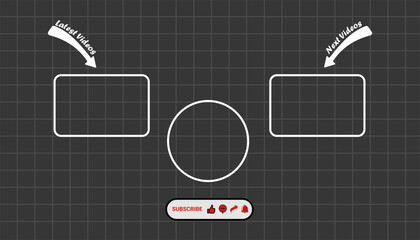 Dark Mode YouTube Outro Template with Subscribe Button and Video Placeholders for Channel End Screen