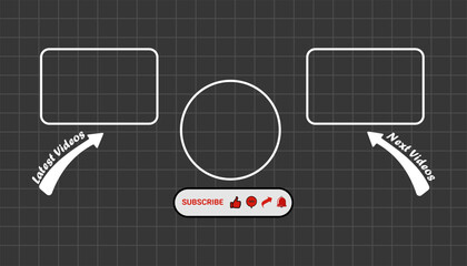 Dark Mode YouTube Outro Template with Subscribe Button and Video Placeholders for Channel End Screen