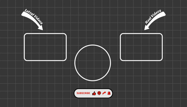 Dark Mode YouTube Outro Template with Subscribe Button and Video Placeholders for Channel End Screen