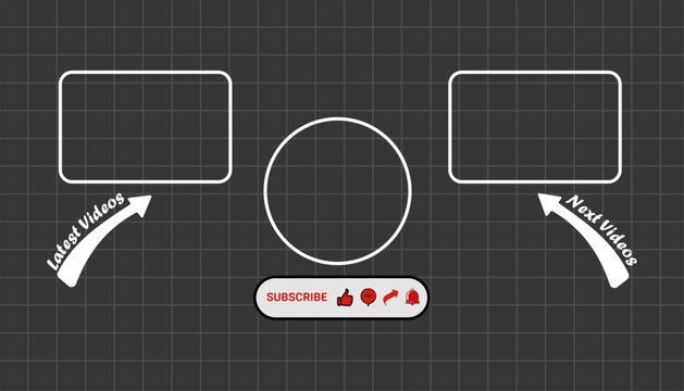 Dark Mode YouTube Outro Template with Subscribe Button and Video Placeholders for Channel End Screen