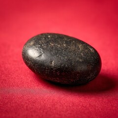 Dark Oval Stone With Glitter On Red Background