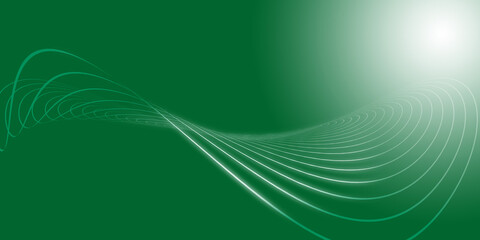 Dynamic abstract background solid, deep green, glowing area, suggesting light source, glowing white lines form flowing