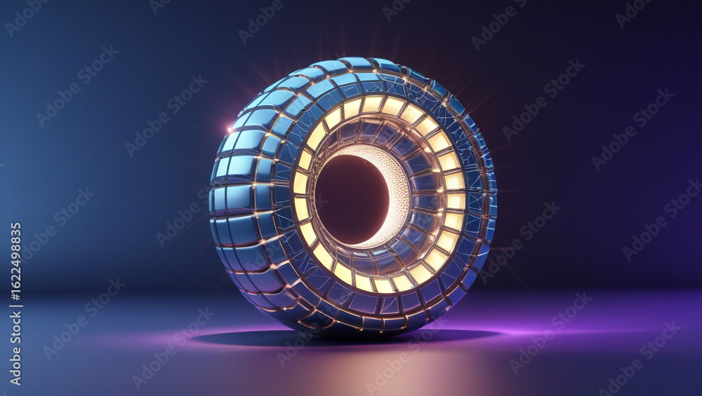Aufkleber abstract futuristic technology sphere glowing light rendering digital art design concept sphere obje