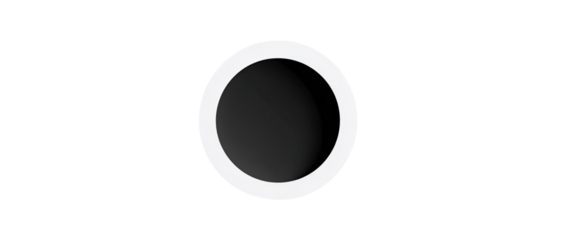 Simple, solid, white circle with a black hole