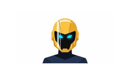 Futuristic Robot Portrait: A digital rendering of a sleek golden robot with illuminated blue eyes against a plain background.