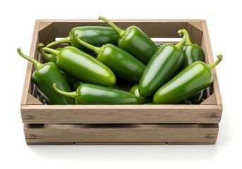 fresh jalapeno on wooden container