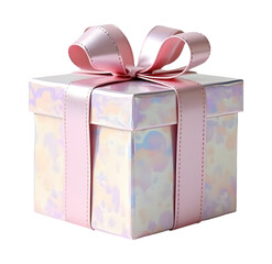 Colorful gift box tied with pink ribbon, perfect for joyous celebration