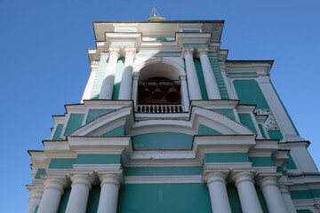 facade of the bell tower with a clock