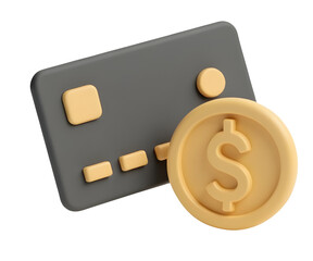 Secure payment with credit card and dollar coin for convenient financial transactions