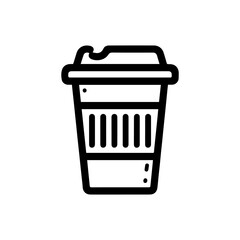 Bold Outline Graphic of a Disposable Coffee Cup.