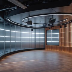 News Studio, Backdrop For TV Shows .TV On Wall.3D Virtual News Studio Background, 3d illustration