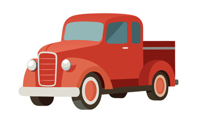 Minimalist Vector Illustration of 1930s Vintage Truck with Rounded Cab &ndash; Retro Classic Vehicle Design in Clean Line Art Style