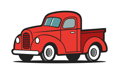 Minimalist Vector Illustration of 1930s Vintage Truck with Rounded Cab &ndash; Retro Classic Vehicle Design in Clean Line Art Style