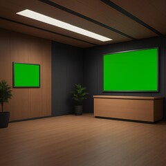 News Studio, Backdrop For TV Shows .TV On Wall.3D Virtual News Studio Background, 3d illustration