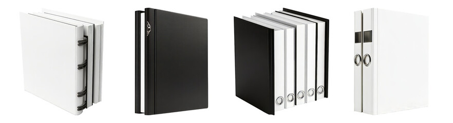 Variety of Document Folders and Binders for Office Organization, PNG bundle collection, Isolated on Transparent Background