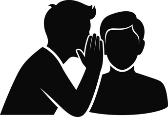 Vector art of silhouette illustration of a person whispering a secret into another persons ear, , conveying confidential information and private communication