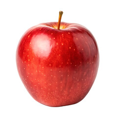 Single red apple with stem on black background fruit