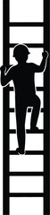Vector art of silhouette of a man climbing a ladder, a simple black and graphic design for construction, safety, and career advancement