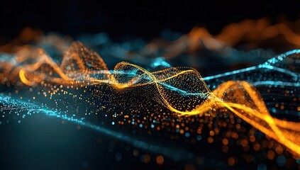 Abstract Glowing Particles Waves Design