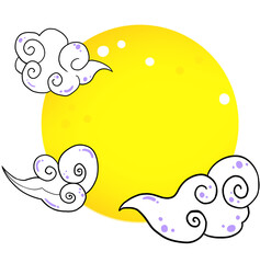 노란색 보름달 일러스트 요소