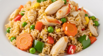 A plate of thai fried rice with crab meat