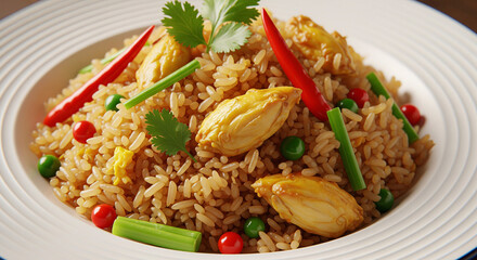  A plate of thai fried rice with crab meat