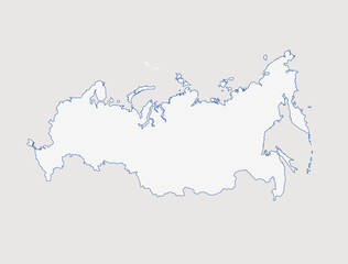 Russia Map Outline with Line Art Design – Vector on White Background