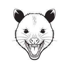 Standing Opossum Line Art – Opossum Vector Sleek Drawing with Detailed Face and Tail – Opossum Drawing – Black Vector of Opossum – Opossum Outline

