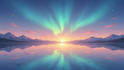 Obraz premium Night Sky Aurora Landscape Photo