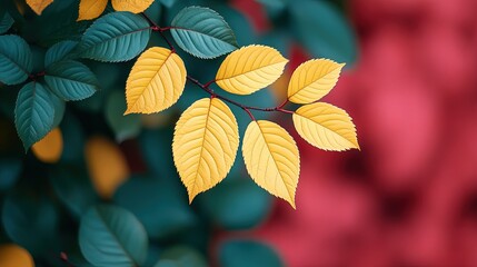 Vibrant Autumn Leaves on Branch for Nature Decor and Seasonal Projects