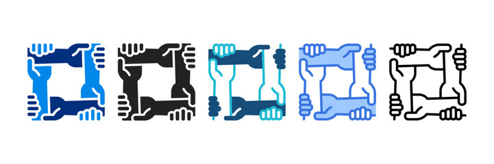 Union Icon Set Multiple Style Vector Illustration	