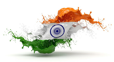 Indian flag, with the tricolor design and the Ashoka Chakra in the center, created with bold, dynamic brush strokes and vibrant colors, a striking and patriotic represent