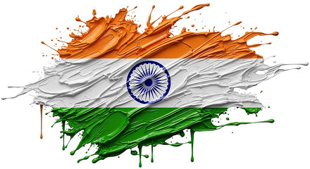 Indian flag, with the tricolor design and the Ashoka Chakra in the center, created with bold, dynamic brush strokes and vibrant colors, a striking and patriotic represent