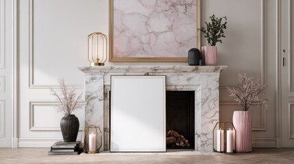 Elegant fireplace interior mockup