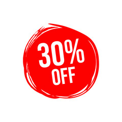 Vector Illustration 30 Percent Off Banner. Modern Red Web Label