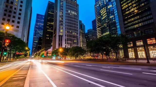 Cityscape dynamics: Time lapse of traffic light trails in a urban area