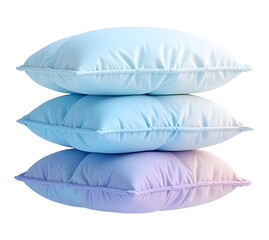 Soft comfortable pillows stack with blue and purple pastel colors evoking relaxation
