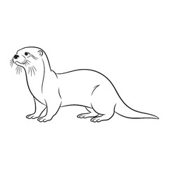 Strong Otter Line Art – Otter Vector Illustration Premium Drawing with Muscular Limbs – Otter Drawing – Line Art Drawing of Otter – Otter Icon

