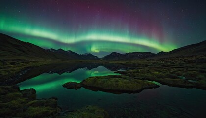Scenic view of aurora borealis over lake against sky
3