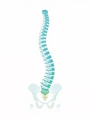 Illustration of a spine with a curved shape on white