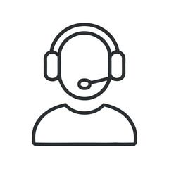 Customer Support Icon Depicting a Person with Headset for Helpdesk and Online Assistance Services in Business