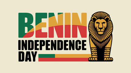 Benin Independence Day Graphic with Lion Symbol