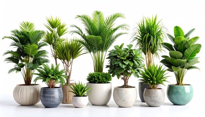 Obraz premium Collection of Potted Tropical Plants on White Background
