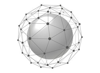 Globe with lines and dots. Connection concept design. PNG