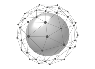 Globe with lines and dots. Connection concept design. PNG