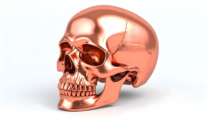 Metallic Rose Gold Skull for medical studies and halloween decorations concept