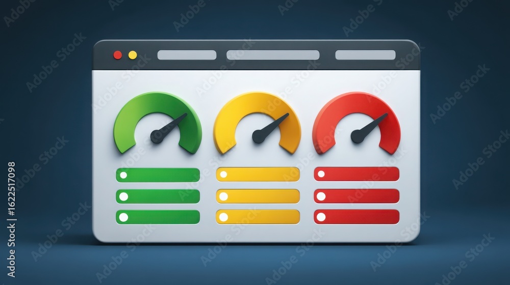 Poster interactive website dashboard displaying colorful arrows for social engagement metrics in a digital 