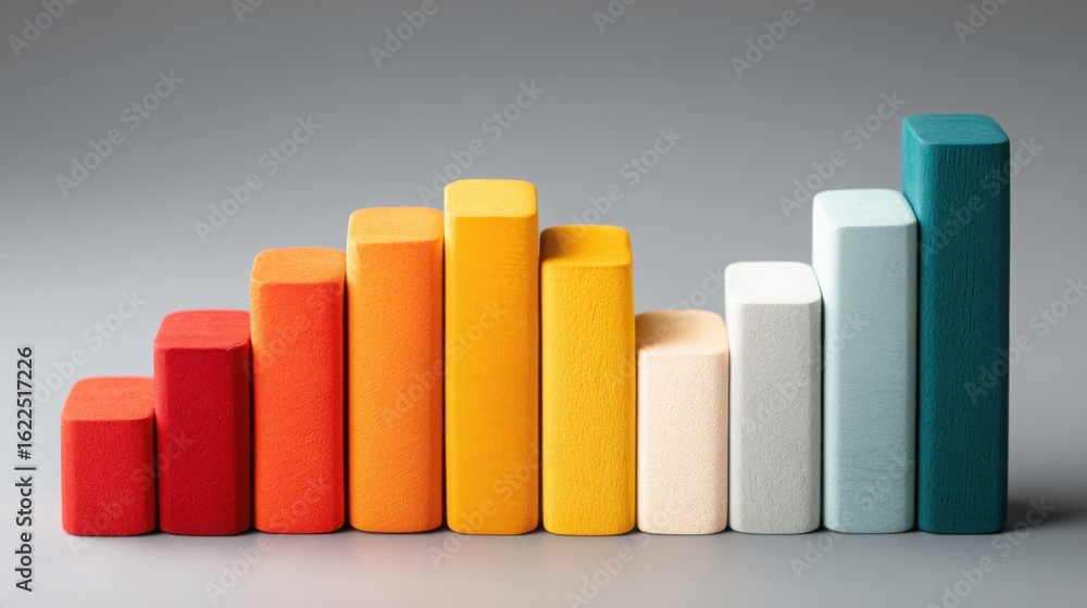Poster stack of colorful blocks representing social equity performance illustrated as a performance chart